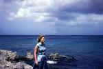 Woman, Ocean, Clouds, Dress, 1950s, PORV29P11_14