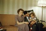 Mother, Father, Daughter, girl, woman, man, couch, lamp, 1940s