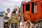 American Indian, Warbonnet, Stage Coach, Family Group, girls, mother, daughter, 1950s, PORV30P01_14