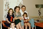 Family Group, girls, mother, father, daughter, 1950s