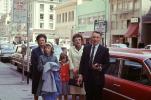Family Group Portrait, cars, downtown San Francisco, coats, 1960s, PORV30P06_17