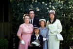 Group Family Portrait, formal dress, hats, smiles, 1950s, PORV30P08_07
