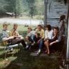 Teenagers hanging out, sitting, women, men, 1960s