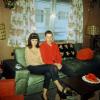 Girlfriend, boyfriend, Woman, Man, Couple, sofa, couch, curtains, table, pillows, lamp, 1960s, PORV30P10_04