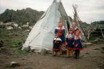 Girls, Boy, Women, native clothes, indigenous people, Lapland, PORV30P12_06