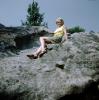 Woman sitting on a rock, 1970s, PORV30P13_02
