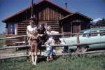 Family Group, Fence, Car, House, 1957, 1950s