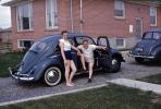 Man and Woman Goofing, Volkswagen Beetle Car, July 1959