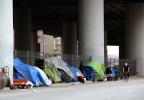 Homeless Encampment, shantytown, tents, shelter, 7th Street, Interstate Highway I-280, POUD01_010