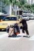Homeless Woman at a Crosswalk, Taxi Cab, Miami Beach, POUV01P10_12