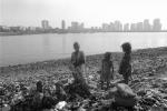 Trash Picking and Collecting, skyline, buildings, slum, Fort Beach, Khroorow Baug, Mumbai, POVPCD3306_049