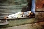 Man Sleeping on the Sidewalk, Mumbai, India, POVV01P10_03