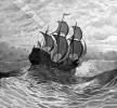 Mayflower, Pilgrims, sailing, ocean waves, swells, wind, sails, PRAV01P02_03