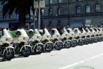 SFPD, Line of Parked Police Motorcycles, PRLV02P06_18