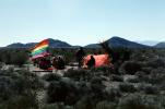 Campers, Tent, desert, shrub, Gay Freedom Flag, Nevada Test Site, PRSV02P15_07
