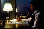 Staying late at the Office, desk, lamp, evening, businessman, 1980s, PWWV02P03_11