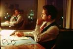Staying late at the Office, desk, lamp, evening, businessman, 1980s, PWWV02P03_16