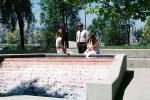 Business Woman, businessman, Water Fountain, aquatics, sunny, meeting, 1980s, PWWV02P06_14