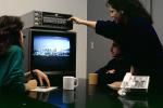 Table, Conference Room, Telephone, landline, table, vcr, TV Monitor, television, 1986