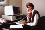 IBM Computer, phone, telephone, female, talking, smiles, Business Woman