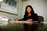 Business Woman Smiles, desk, PWWV03P14_08