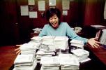 Secretary, Business Woman, paper, paperwork, phone, Records, Files, Women, bureaucracy, archive, clutter, documents, overwhelmed, worker, PWWV05P15_17