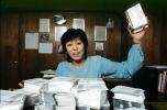 Secretary, Business Woman, paper, paperwork, phone, Records, Files, Women, bureaucracy, archive, clutter, documents, overwhelmed, worker, PWWV05P15_18
