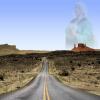 Mother Mary overseeing Highway, southwest, road, Butte, safety