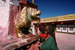Golden Dragon, Shrine, buildings, people, Lhasa