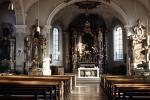 Inside a Church, Altar, Pews, windows