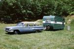Trailer, 1960 Chevy Impala Station Wagon, Chevrolet, campsite, July 1961, 1960s