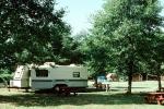 Trailer, Trees, Forest, Lincoln City KOA Camground, Oregon, August 1994