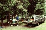 Woman at a Campsite, Station Wagon, Trees, 1960s, RVCV02P14_09