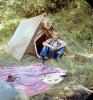 Boy with his tent, campsite, RVCV02P14_18