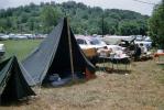 Camping Tent, Tarp, Pole, Cars, hill, 1950s