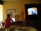 room, female, woman, table, lamp, television, TV, Cabinet, Television Screen