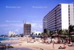 Hotel building, Beach, Sand, Sandy, Palm Trees, Ocean, coastal, coast, shoreline, seaside, coastline