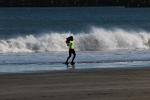 Girl Running at Doran Beach, Wave Splash, RVLD02_085