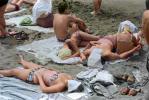 Sunbathing People on a Beach in Sochi