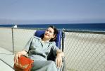 Retro, Lounging, Relaxing, Beach, Chair, 1950s