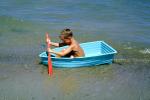 Boy Paddeling, Beach, Sand, Water, Cape Cod Massachusetts, August 1962, RVLV01P03_08B