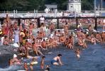 Peole wading in the Water, Crowds, Sochi Russia, 1980s