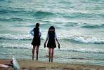 School Girls on the Beach, barefoot on the beach, RVLV03P09_13.2654