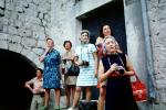 tourists, women, ladies, female, stripes, dress, dresses, Yugoslavia