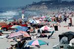 Crowded Beach, Umbrellas, Parasol, Sand, Shoreline, Del Mar, RVLV05P01_10