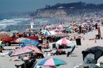 Crowded Beach, Umbrellas, Parasol, Sand, Shoreline, Del Mar, RVLV05P01_12