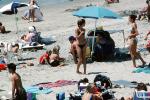 Del Mar, Beach, Ladies, Sunny, Crowded Beach, Umbrellas, Parasol, Sand, Shoreline, RVLV05P01_18