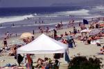 Crowded Beach, Umbrellas, Parasol, Sand, Shoreline, Del Mar