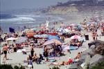 Crowded Beach, Umbrellas, Parasol, Sand, Shoreline, Del Mar, RVLV05P02_11
