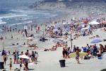 Crowded Beach, Umbrellas, Parasol, Sand, Shoreline, Waves, Pacific Ocean, Del Mar, RVLV05P03_16